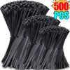 500/100Pcs Plastic Nylon Cable Ties Self-locking Cord Ties Straps Adjustable Cables Fastening Loop Home Office Wire Zip Ties