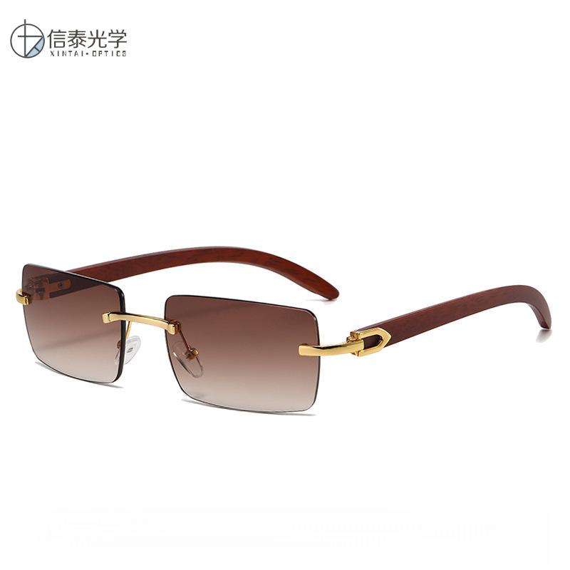 Модные солнцезащитные очки без оправы с бриллиантовой отделкой, мужские очки с имитацией древесного зерна, солнцезащитные очки на ножках, модные мужские очки, оттенки