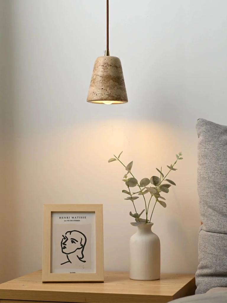 Желтый мраморный подвесной светильник для столовой, японский прикроватный светильник, подвесной светильник из скандинавского травертина для ресторана отеля