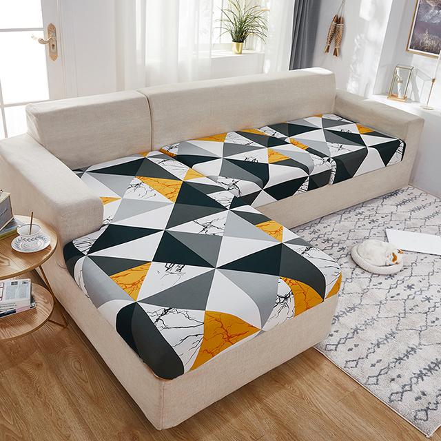 Elastic Printing Sofa Cushion Covers Furniture Protector Corner Sofa Slipcover For Dining Room Washable Removable Couch Covers