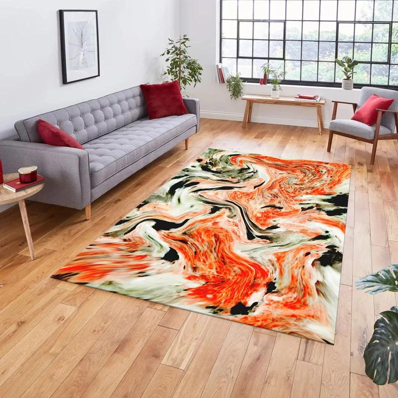 Abstract Wave and Animal Print Rugs Colorful Modern Carpets Floral Designs for Living Rooms Aesthetic Home Decor Floor Mats