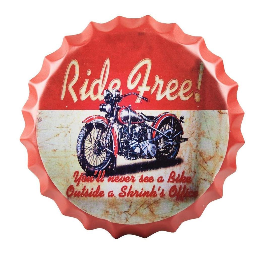 Металлические настенные таблички с крышками от бутылок - 14X14 дюймов – RIDE FREE | Металлическая настенная крышка от бутылки для украшения дома, фермерского дома, бара и кафе