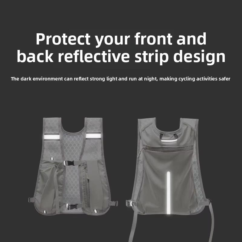 1pc Biking Running Storage Vest Lightweight Running Vest Reflective Phone Water Bottle Storage Pocket Mesh Breathable Sport Vest