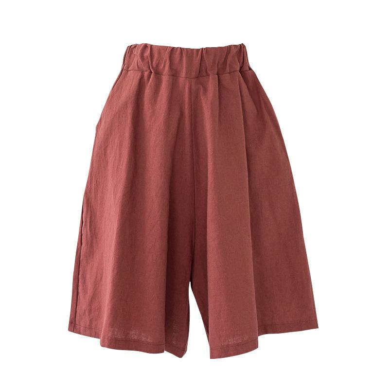 Spring Summer Solid Colour Models Plus Size Women's Five Trousers Loose Shorts Comfortable and Breathable Thin Section of Wide Legged Trousers