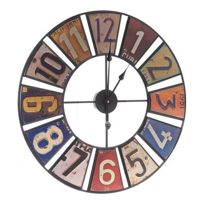 Horloge Murale - LANA DECO - Rétro Multicouleur - Métal - 60 cm - Intérieur