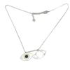 [P7848] - Designer Steel Necklace 'Eye of Fatima' Black Silver - 19x10 Mm