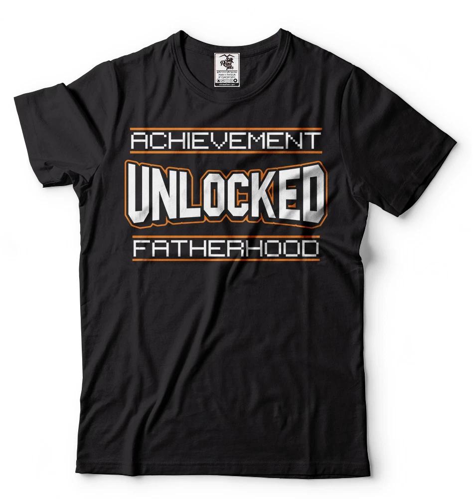 Baby Shower Gift new Father new dad T-shirt Achievement Unlocked Fatherhood Tee