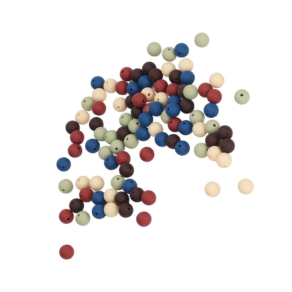 100pcs 9mm Silicone Beads DIY Round Multiple Colors Silicone Loose Beads for Necklaces Baby Toys Type A