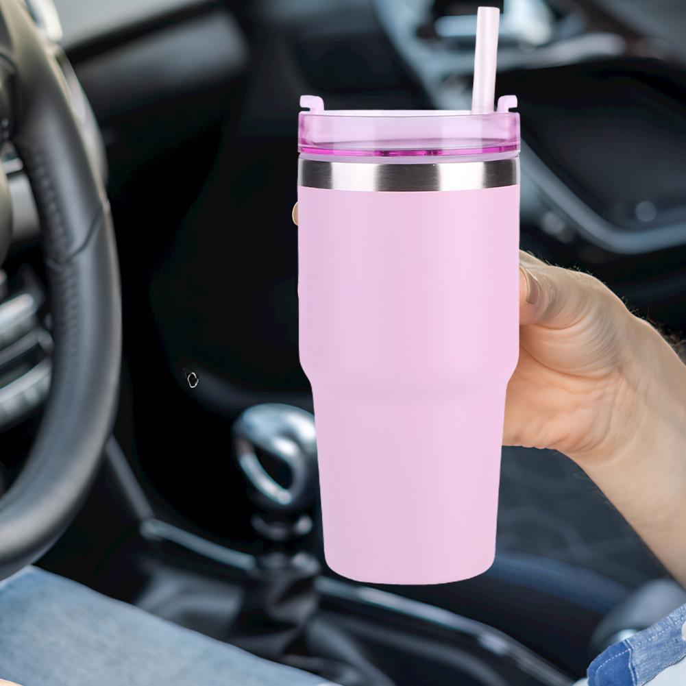 20oz Thermal Travel Mug with Straw 304 Stainless Steel Thermal Coffee Car Cup Thermal Iced Travel Cup for Camping Hiking Picnic