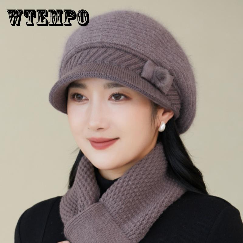 New Women's Autumn and Winter Faux Rabbit Fur Cap with Fleece Ear Protectors To Keep Warm Outdoor Knitted Wool Cap