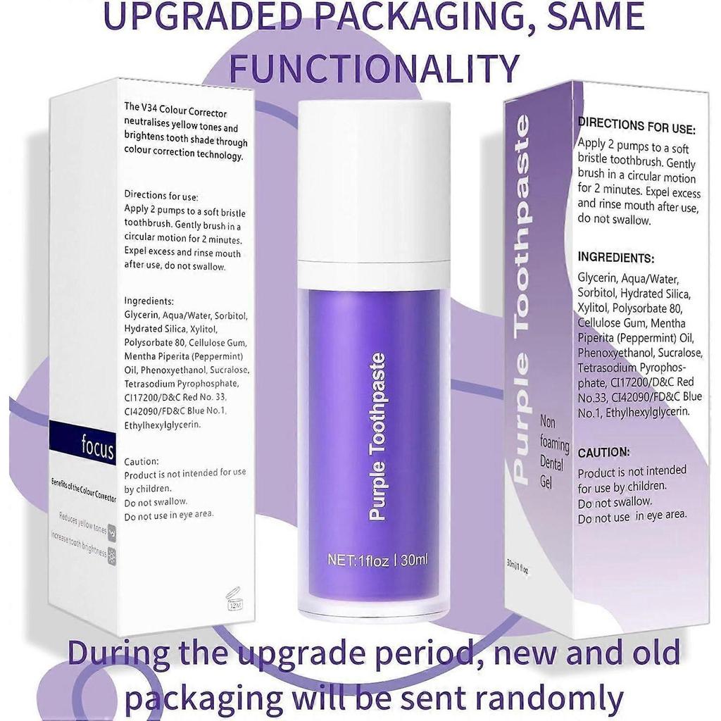 Purple Toothpaste for Teeth Whitening, Teeth Whitening Toothpaste, Tooth Stain Removal, Tooth Stain Removal Colour Corrector - 1 Fl Oz