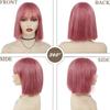 Короткий парик Боб Синтетические шелковистые прямые волосы с челкой для белых женщин Косплей Лолита Натуральный красивый розовый парик