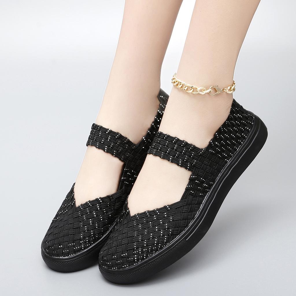 Новые женские туфли на плоской подошве на четыре сезона, плетеные туфли ручной работы, однотонные женские туфли, вязаные женские туфли, туфли-лоферы, женская обувь