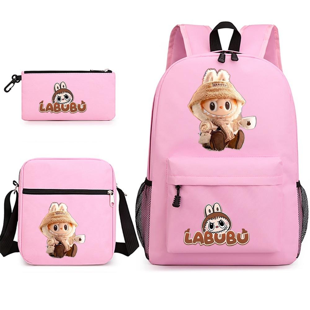 Лабубу окружает учеников начальной и средней школы модный рюкзак повседневный школьный портфель набор из трех предметов
