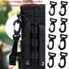 5pcs Black Camping Hiking Keychain Plastic Spring Rotating Hook  Outdoor Tool