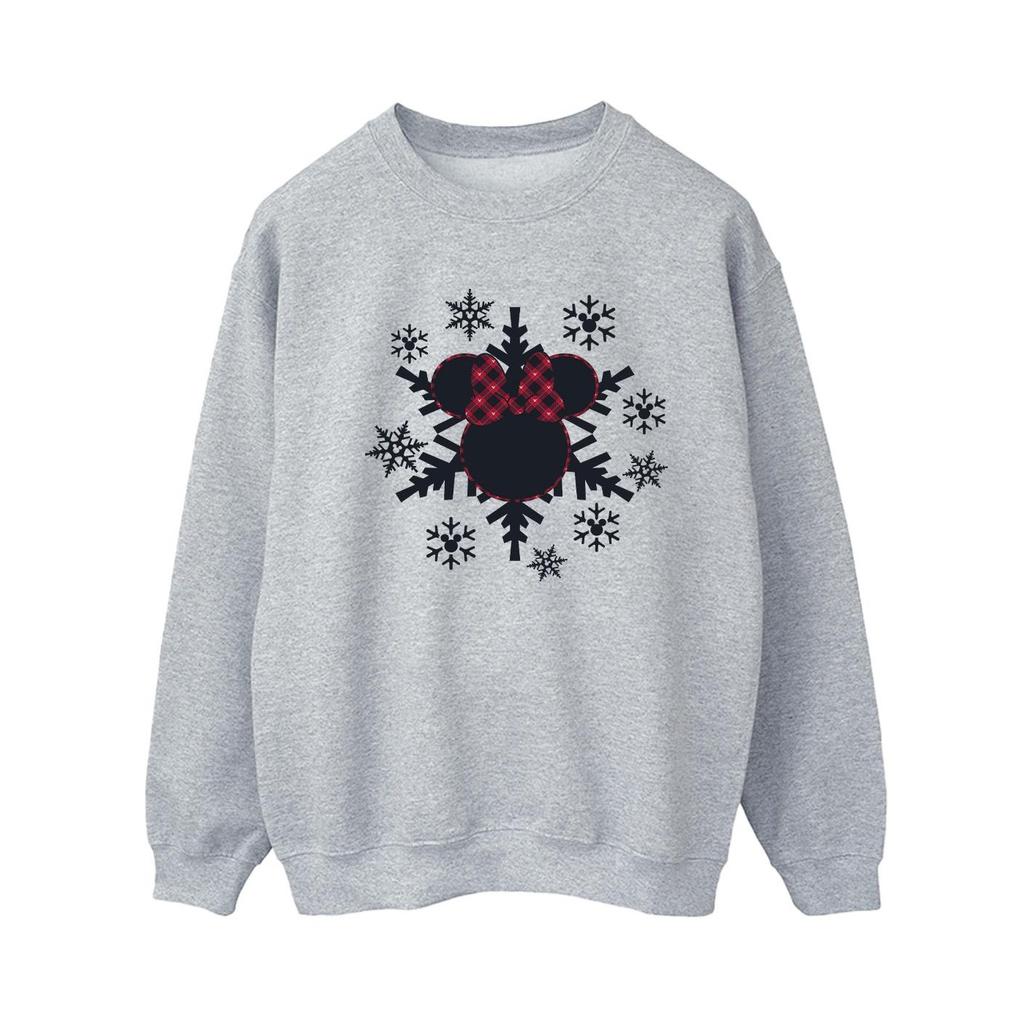 Disney Womens/Ladies Minnie Mouse Gingham Snowflakes Sweatshirt