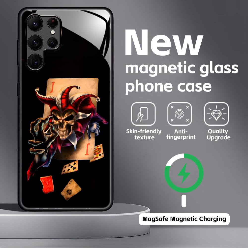 poker Phone Case For Samsung S26 S25 S24 S23 S22 S21 Plus Ultra Note20 Glass Magnetic Case