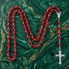8mm Beads Cross Pendant Necklace Long Chain Crucifix Pendant Chain  Jewelry Accessories