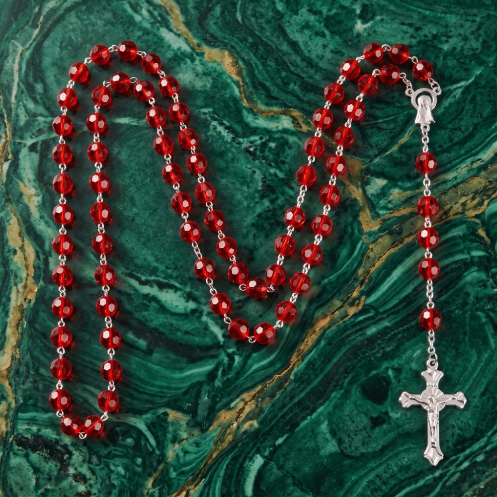 8mm Beads Cross Pendant Necklace Long Chain Crucifix Pendant Chain Jewelry Accessories