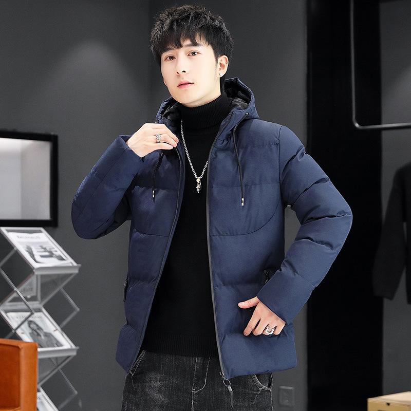 Зимняя стеганая куртка на молнии с боковым швом, тип посадки, утолщенная, однотонная, повседневная, со съемным воротником, молодежная стеганая куртка