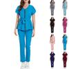 Ladies' Comfortable And Casual Solid Color Short Sleeved Pants Protective Suit Set