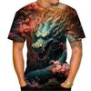Dragon Floral 3D Print T-Shirts Men Fashion O-Neck Short Sleeve T Shirt Oversized Harajuku Y2k Tops Tees Men Clothing