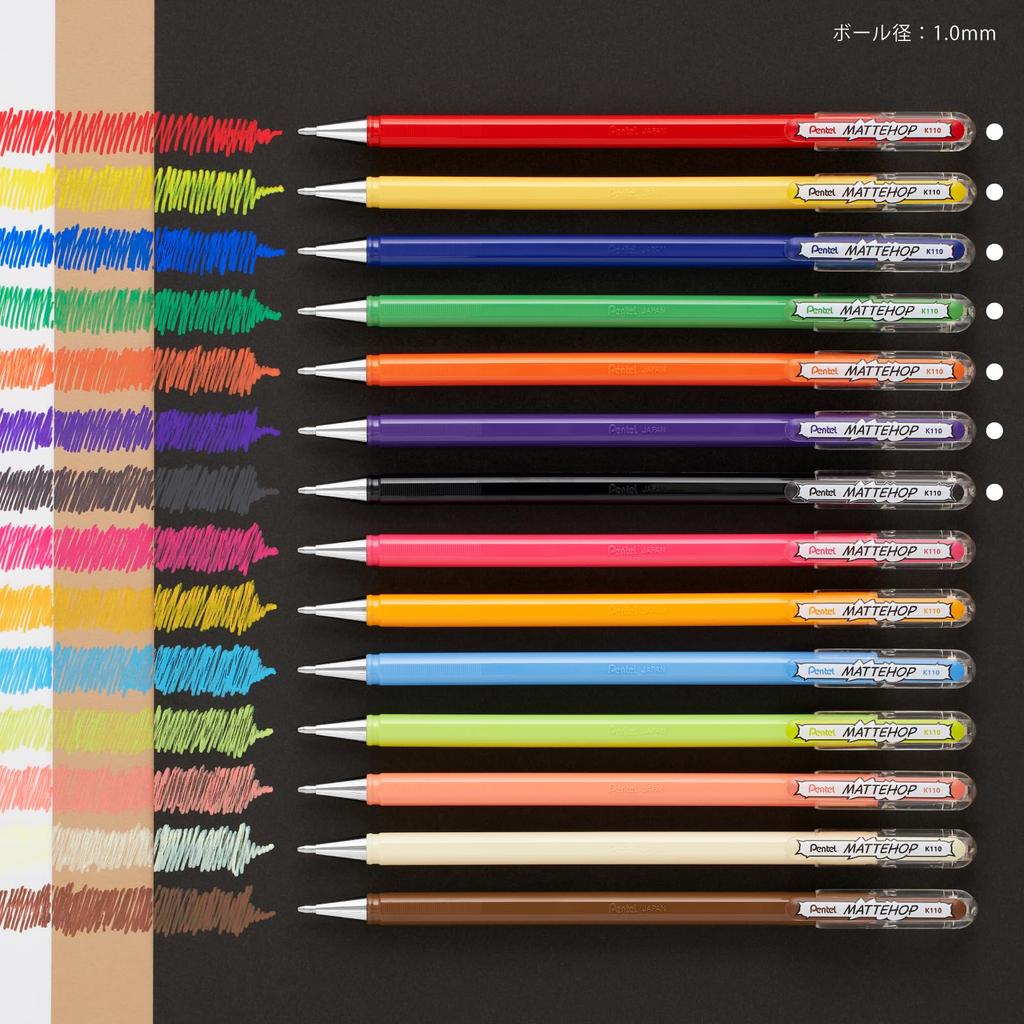 [Pentel] Matt Hop Color Ballpoint Pen 1.0mm, Original 7 Colors Set K110-V7STA