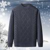 Мужской свитер с круглым вырезом для среднего и пожилого возраста, новый осенне-зимний, с длинным рукавом, на флисовой подкладке, утолщенный, теплый, вязаный базовый слой