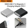 Адаптер USB-C на магнитный 3, 100 Вт, со светодиодным индикатором, PD3.1, Type-C female на магнитный 3, для MacBook Air/для MacBook Pro