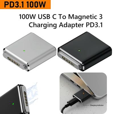 Адаптер USB-C на магнитный 3, 100 Вт, со светодиодным индикатором, PD3.1, Type-C female на магнитный 3, для MacBook Air/для MacBook Pro
