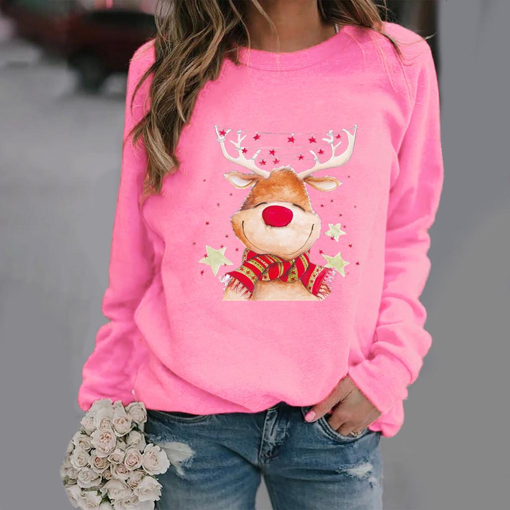Женская рождественская толстовка с круглым вырезом и длинным рукавом