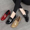 Women's Patent Leather Low-Heel Loafers: Soft Sole, Flat, Spring 2025