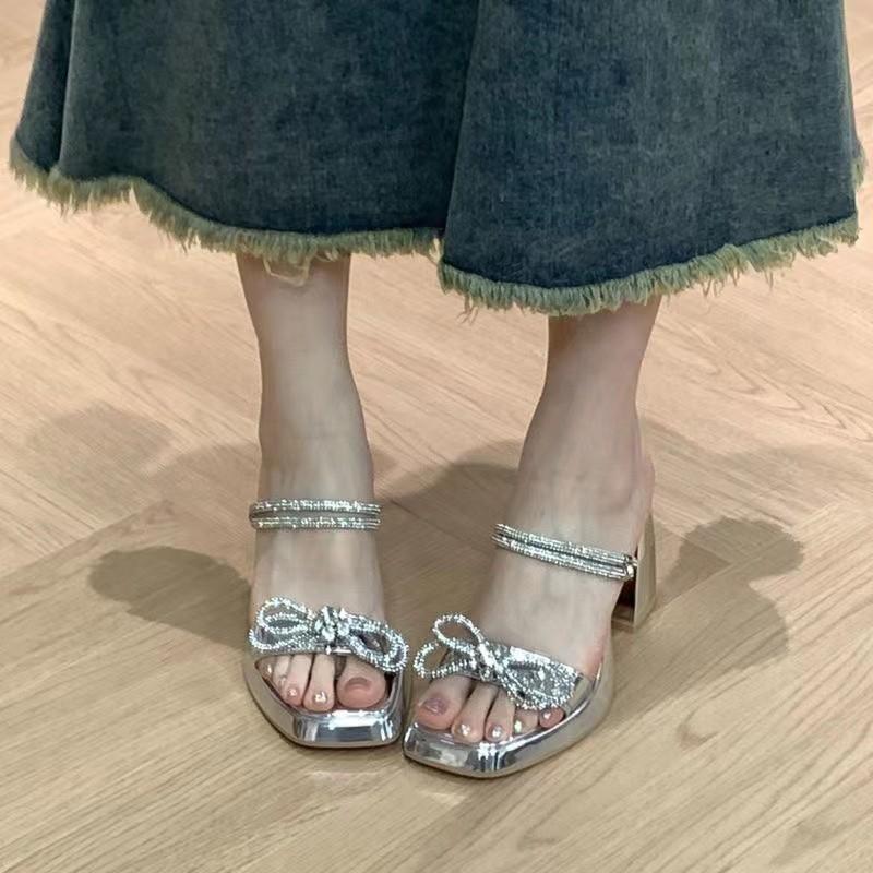 Летние новые толстые босоножки на высоком каблуке с юбками для женщин, носить высококлассные тапочки