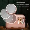 Yousheng Dustproof Makeup Storage Box with LED Mirror Large Capacity Multiple Compartments Countertop Makeup Storage Organizer