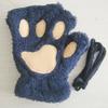 Women Pink Cute Cat Claw Paw Plush Mittens Warm Plush Short Fingerless Fluffy Bear Cat Gloves Costume Half Finger Party Gift