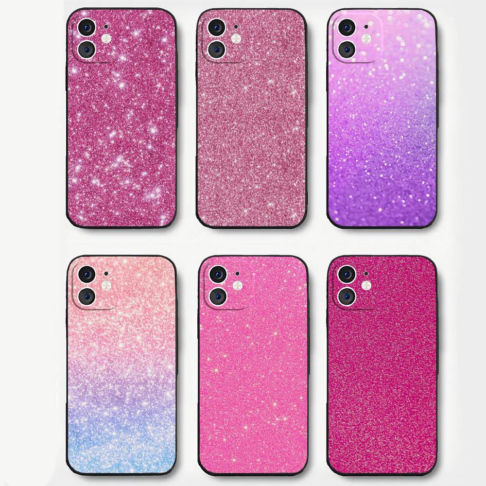 Розовый блестящий чехол для телефона для iPhone 17 Air 16 15 14 13 Pro Max 11 12 Черный силиконовый чехол