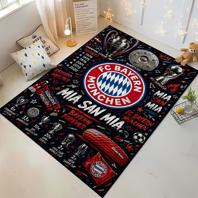 "Bayern Munich Logo and Trophy Design Rug Non-slip rug suitable for living room and bedroom sofas sofas"