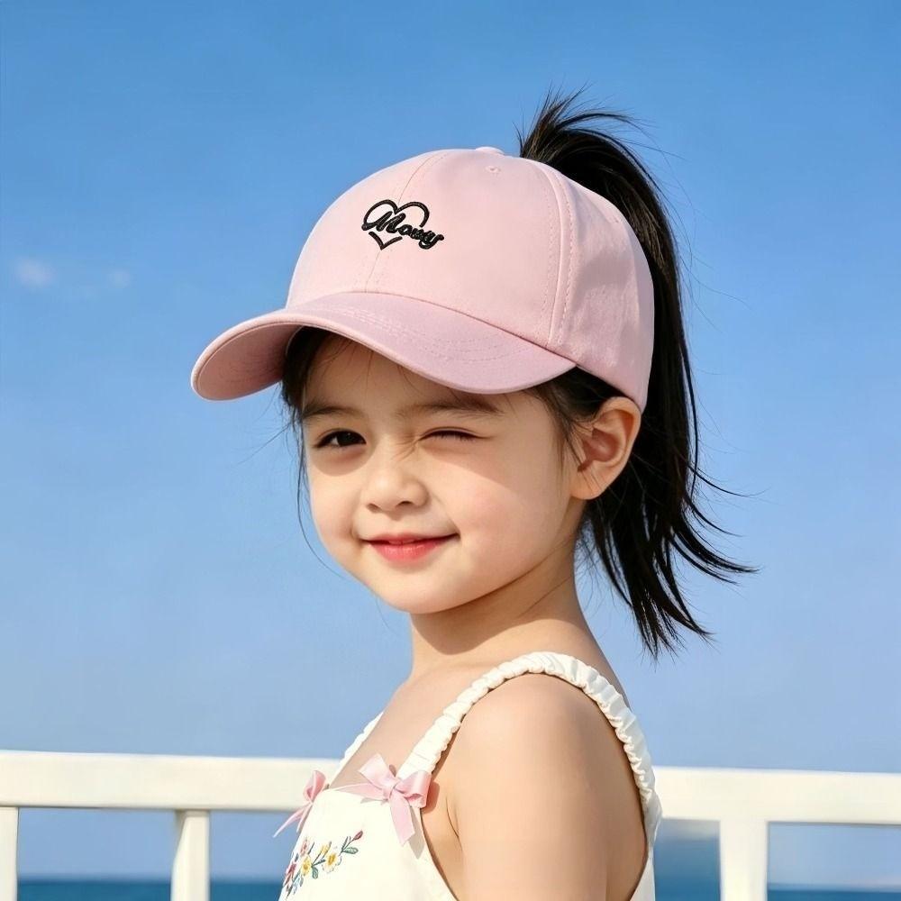 Breathable Parent-child Cap Solid Color Visor Cap Heart Embroidered Baseball Hat For Women Kids
