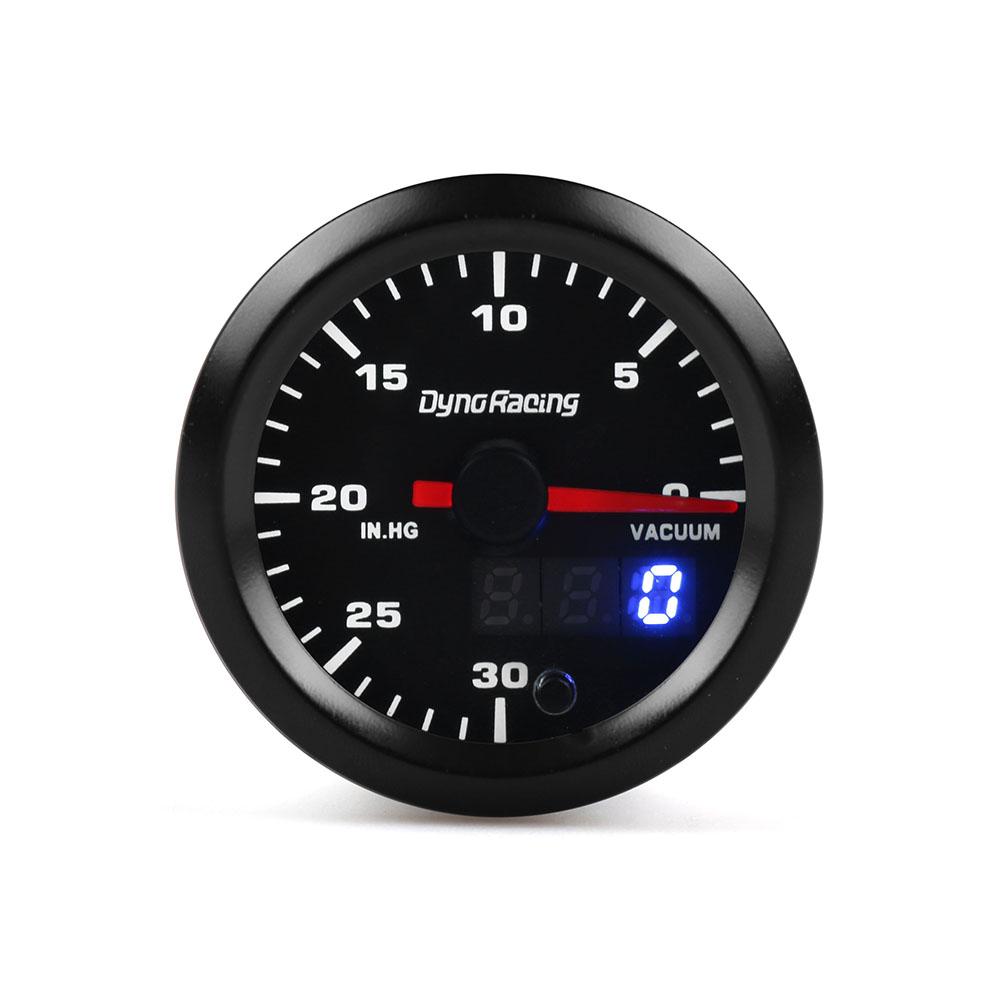 Dynoracing 2'' 52mm Dual Display 0-30 IN.HG Vacuum Gauge 7 Colors Led Vacuum Meter with Stepper Motor Car Meter