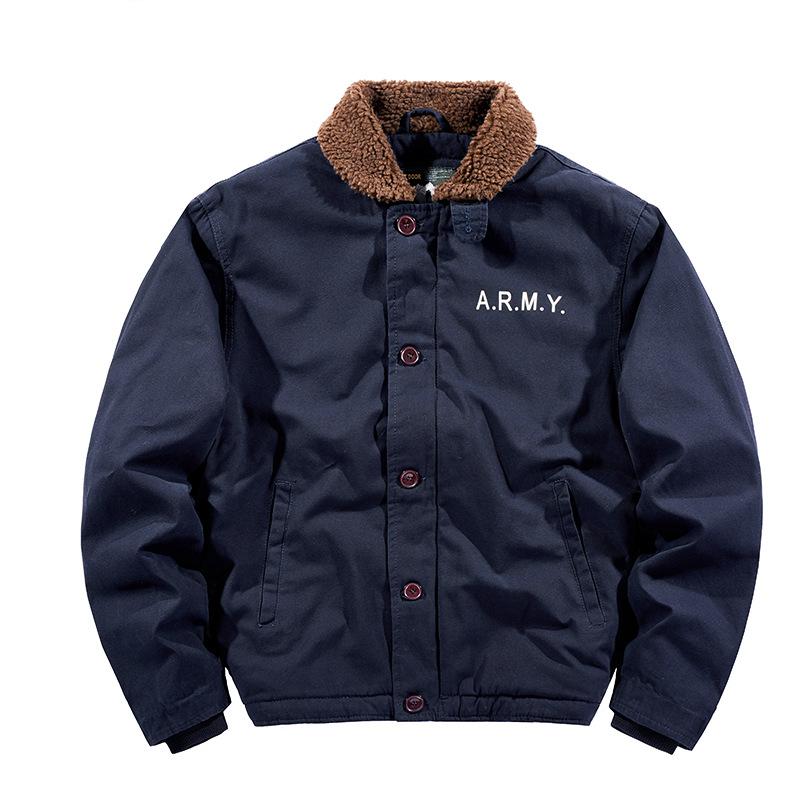 Men's Tooling Cotton-padded Coat Winter Slim-fitting Lamb Wool Jacket Piled and Thickened Warm Cotton-padded Jacket