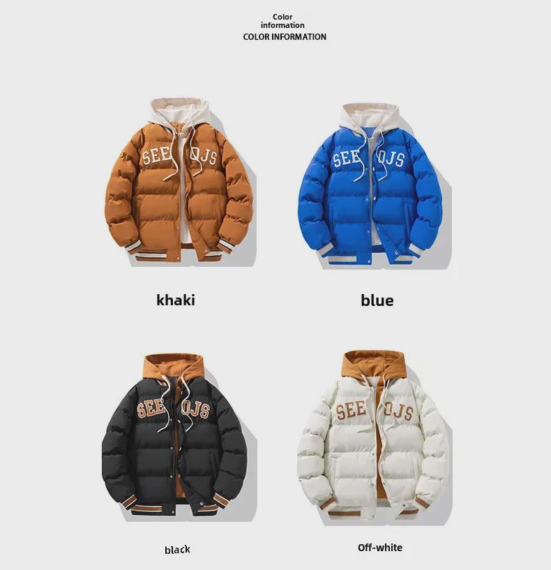 Мужская модная зимняя куртка с капюшоном из хлопковой смеси — повседневный дизайн из двух частей