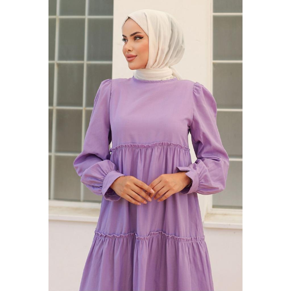 Benay Floor Detail Hijab Dress 1102- Black