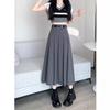 Юбка-костюм класса люкс серого цвета для женщин, летняя новинка, с высокой посадкой, облегающая бедра, чтобы они казались стройными, миди-длины, А-силуэта, плиссированная
