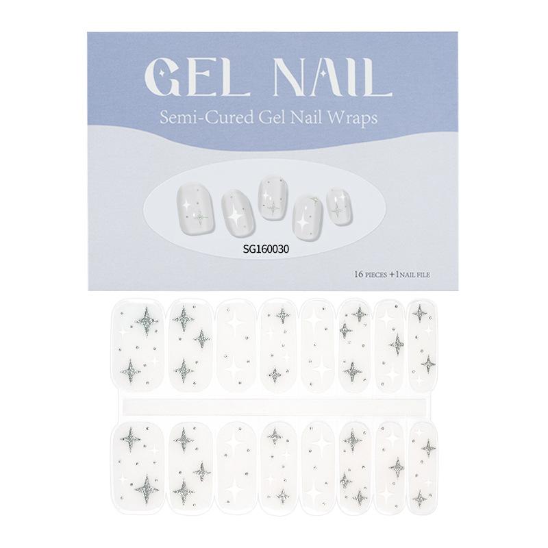 Thin Lamp Style Gel Nail Sticker 16-finger Extended Semi-curing Nail Sticker