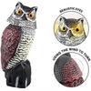 Fake Owl Decoy Plastic Owl Scarecrow Sculpture with Rotating Head and Sound for Garden Yard Bird Repellent Outdoor