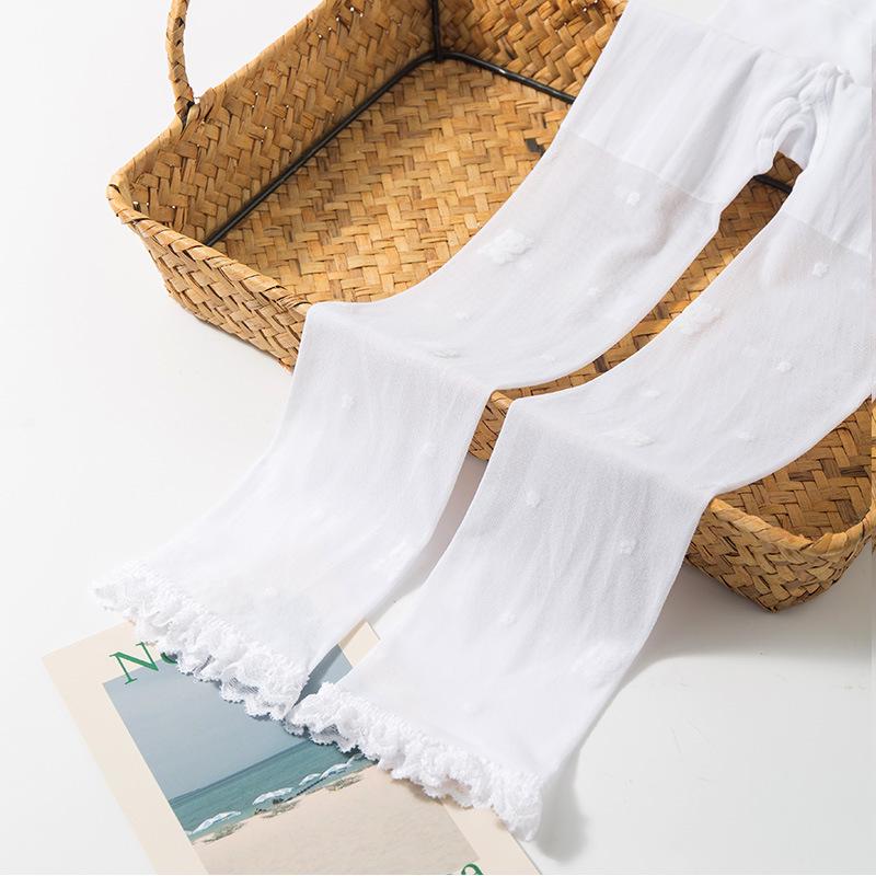 Детские летние кружевные противомоскитные колготки - Белые тонкие девятиточечные носки для танцев