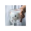 Double Glass Walled Handleless Fun Design Borosilicate Glass Mug With Teddy Bear Character 250 Ml