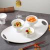 Керамическая миска-поднос для закусок Керамическая столовая посуда Высокая миска-поднос для десертов и закусок Креативные особенности Посуда с золотым краем Поднос для демонстрации