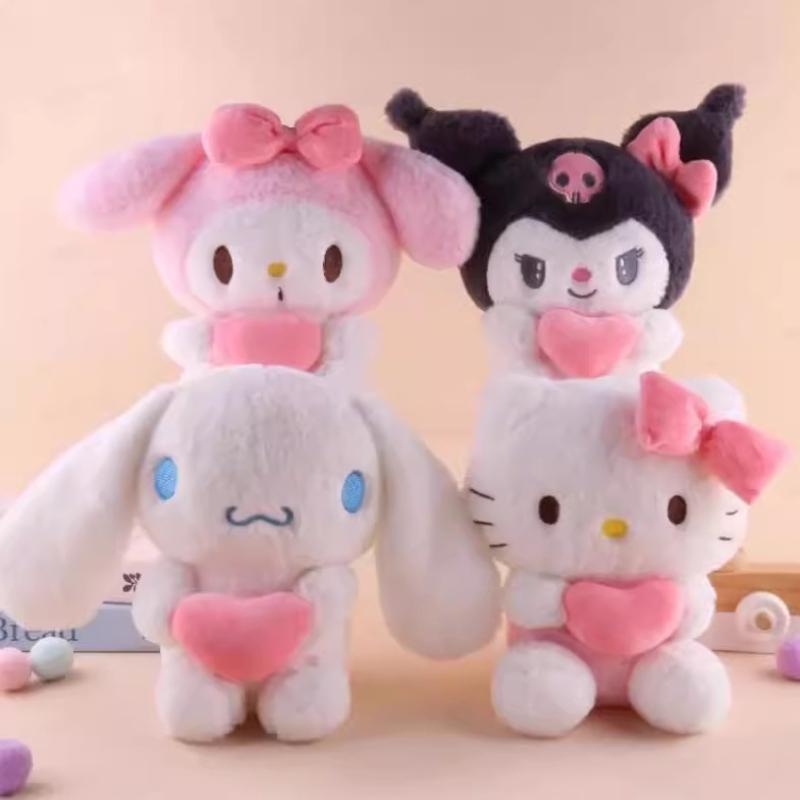 22cm Sanrio Hello Kitty Kuromi Pillow KT Plush Toy Girls Soft Stuffed Animal Toys Love My Melody Cinnamoroll Stuff Doll Gifts