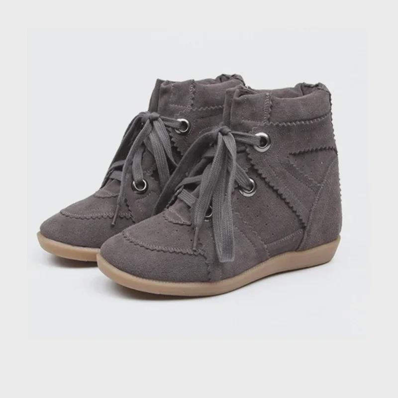 Женские туфли WISHLAZADA из коровьей кожи в уличном стиле с увеличенной высотой 5,5 см